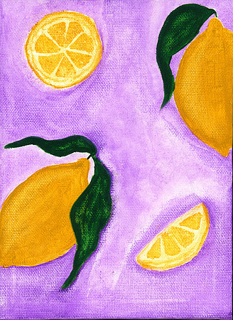 "Full of Zest" / 2019 / Acrylic on Canvas 5"x7"