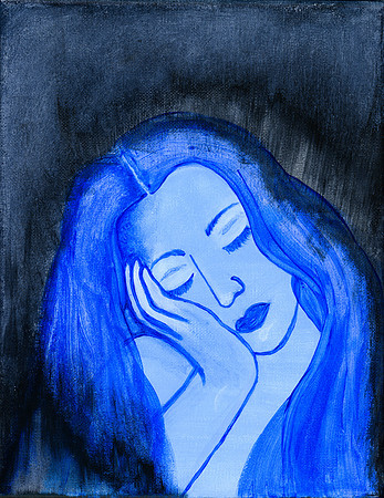 "Out of the Black, Into the Blue" / 2019 / Acrylic on Canvas 8"x10"