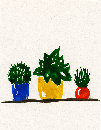 "Potter & Plant" / 2019 / Watercolor